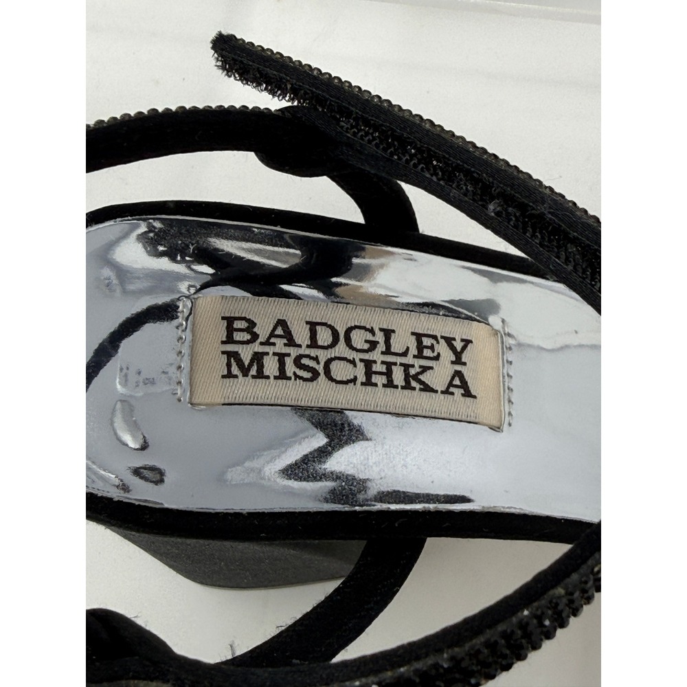 BADGLEY MISCHKA Women's Black Frida Toe Block Heel Heeled Sandal 6.5 Retail $195 - Picture 7 of 8